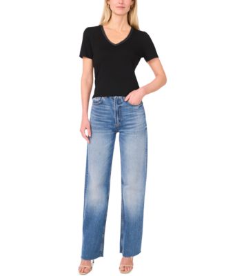 Women's V-Neck Ribbon-Trim Top