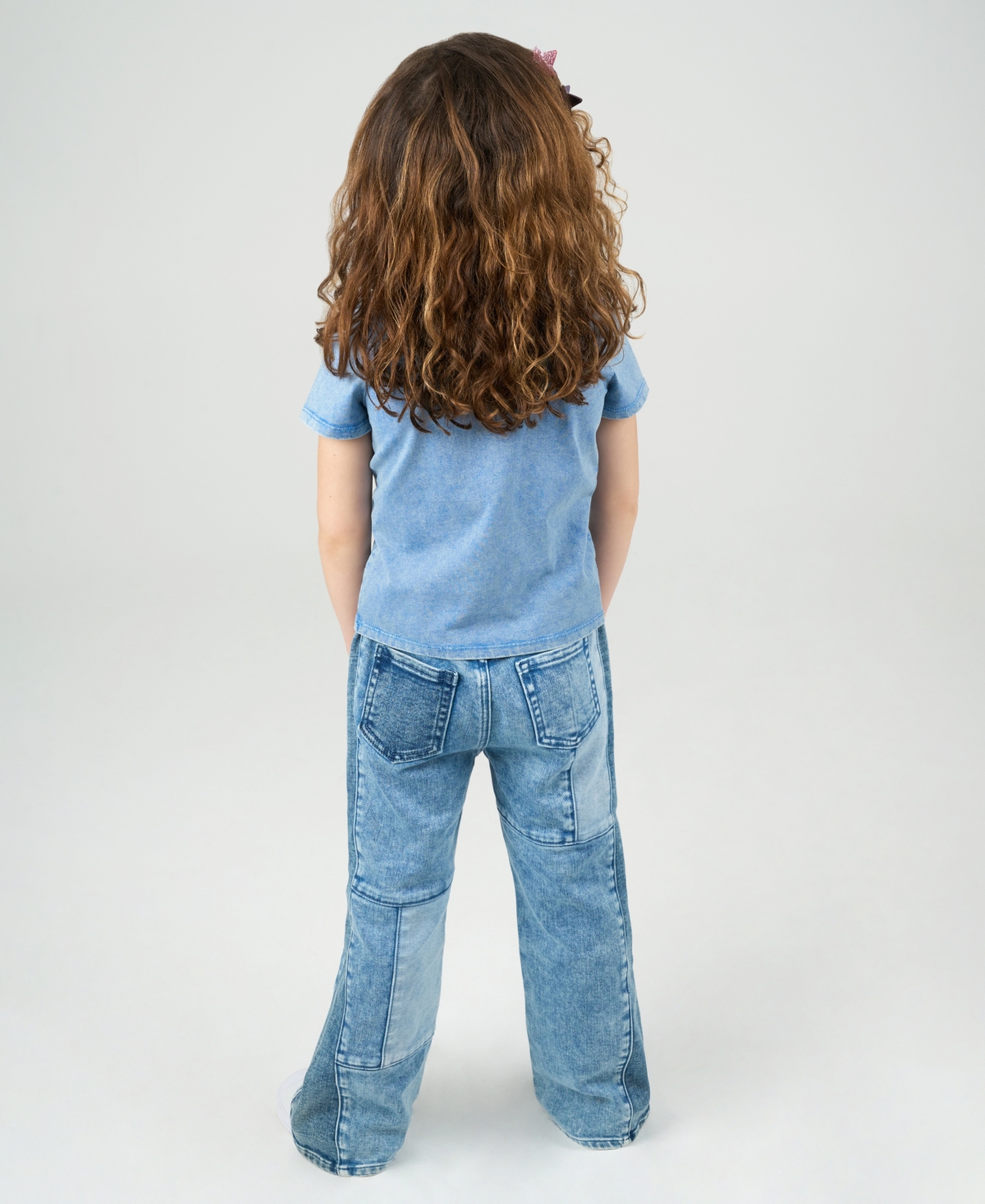 Rare Editions Little Girls 2-piece Abcd Graphic T-shirt And Patchwork Pants Set In Blue