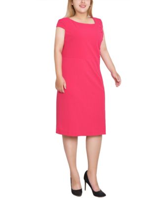 Plus Size Cap Sleeve Exposed Zipper Dress