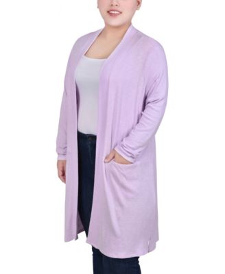 Plus Size Long Sleeve Knee Length Cardigan Sweater