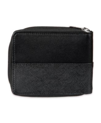 Men's RFID Overlapping Saffiano Zip Around Wallet