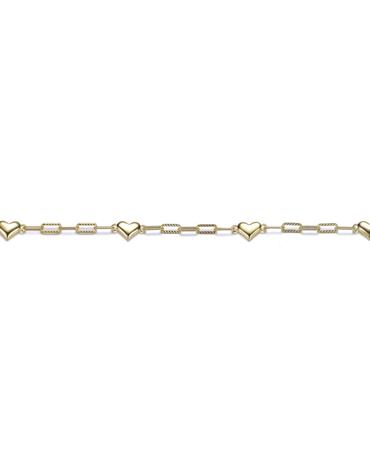 14k Gold Plated with Heart Link Chain Adjustable Bracelet