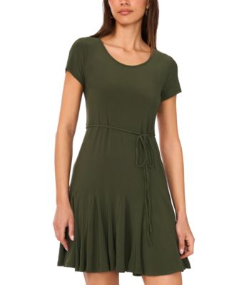 Sam & Jess - Women's Leaf-Print Godet-Skirt Dress