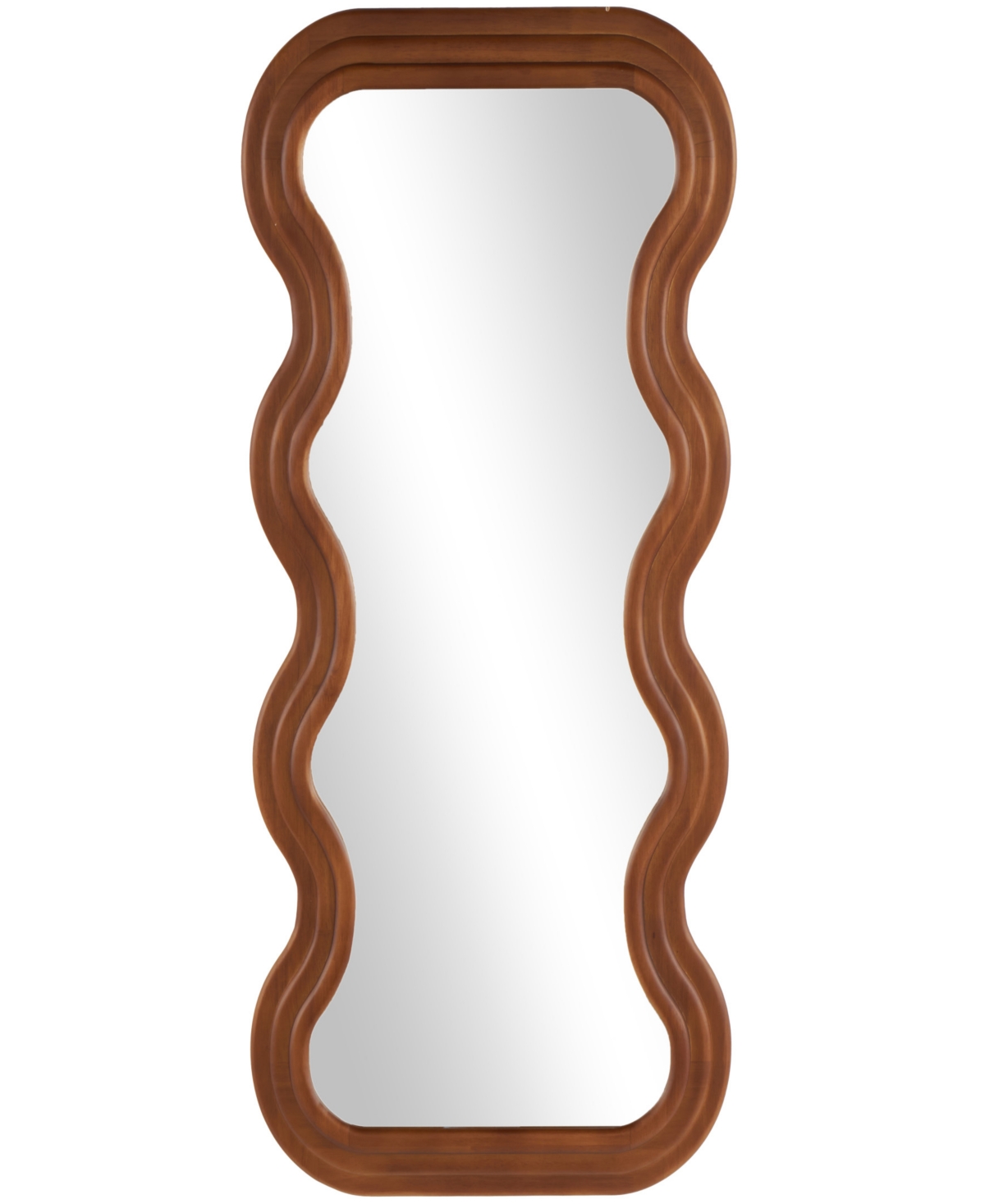 Wood 47" Wavy Modern Wall Mirror - Brown