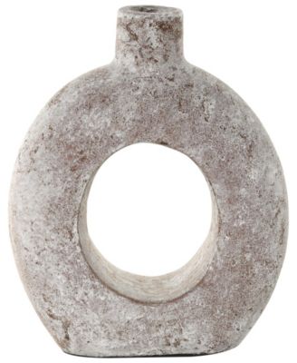 12" Antique Style Donut Textured Ceramic Vase