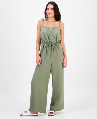 And Now This - Petite Sleeveless Cinch-Waist Jumpsuit