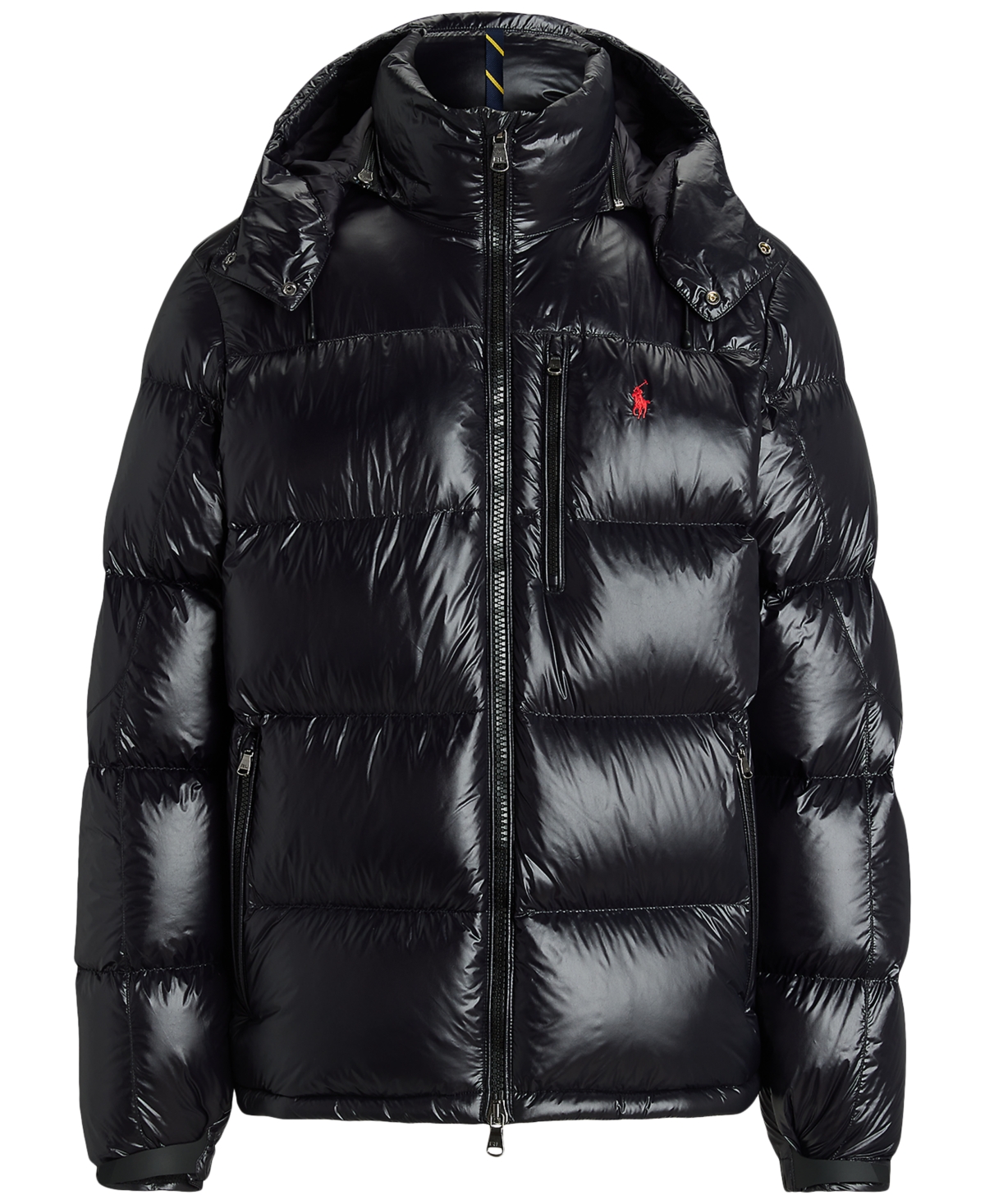 Polo Ralph Lauren Classic Black Bomber Jacket With Ribbed Trim And Structured Fit In Black