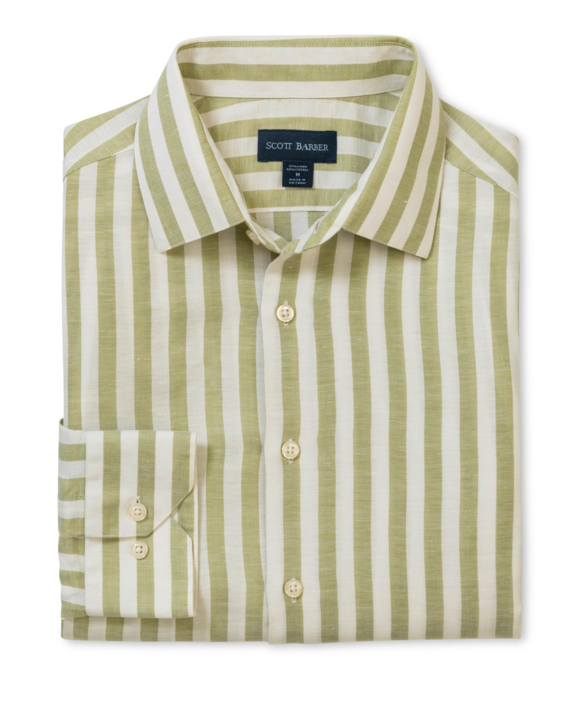 Men's Coastal Linen Stripe, Sage - Sage