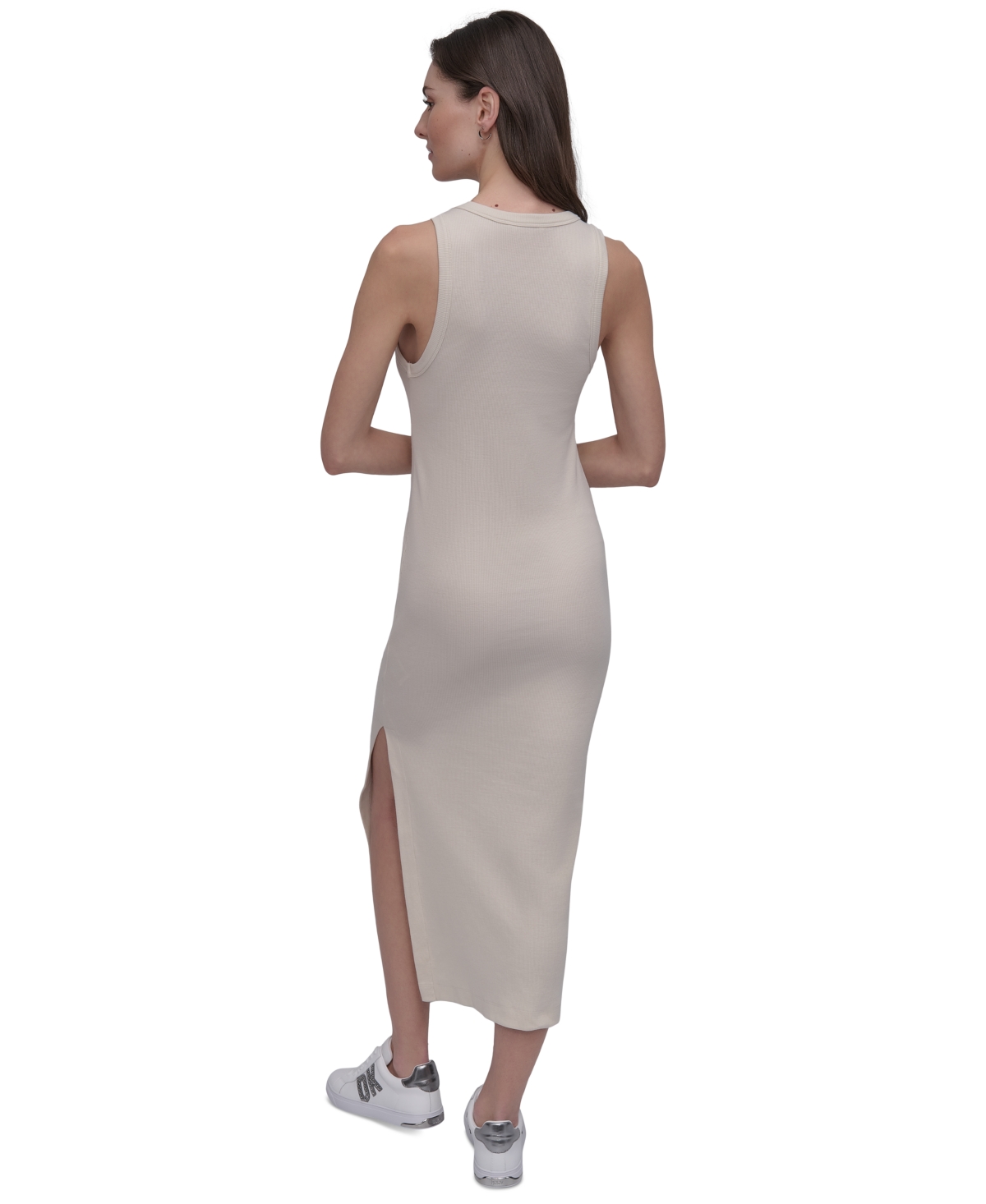 Dkny Jeans Women's Side-slit Tank Midi Dress In Neutral