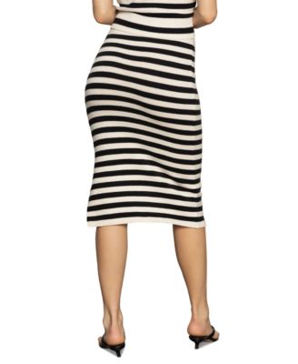Women's Pull-On Side-Slit Midi Sweater Skirt 