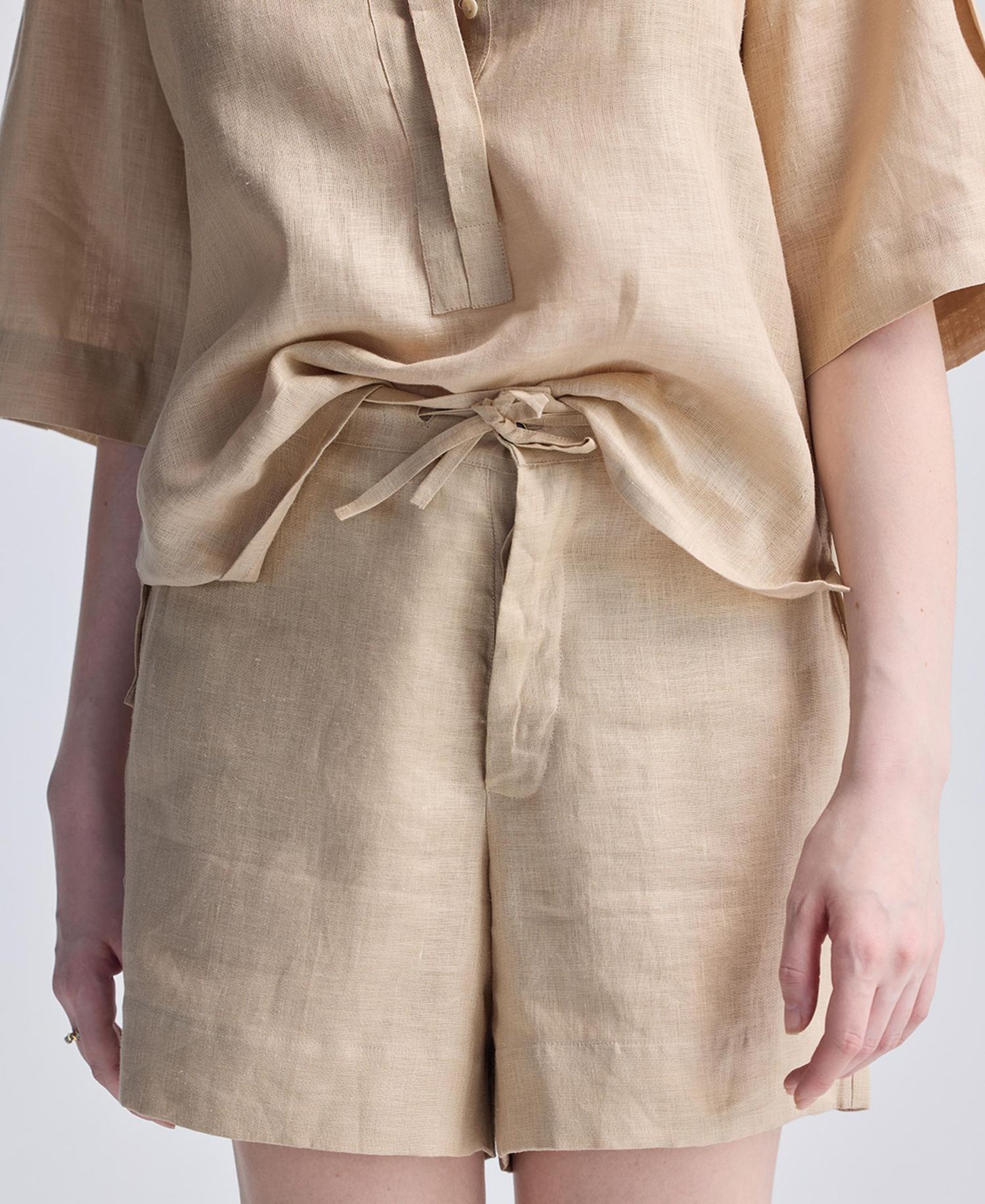 Women's Drawstring Shorts in Neutral Beige