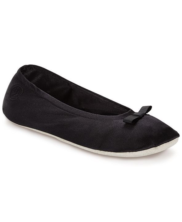 isotoner signature satin ballerina slippers