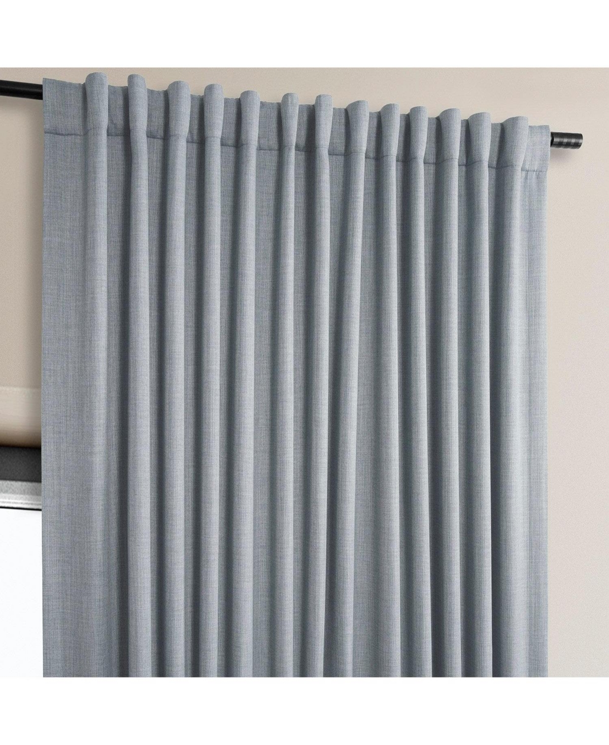 Half Price Drapes Extra Wide Textured Faux Linen Room Darkening Curtain In Gray