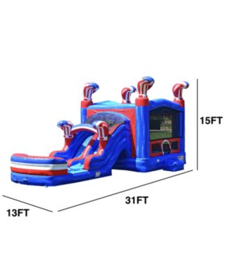 American Boxing Commercial Grade Bounce House Water Slide with Pool for Kids and Adults (with Blower), Basketball Hoop, Wet Dry Combo, Outdoor, Big Inflatable, Birthday Party Rental