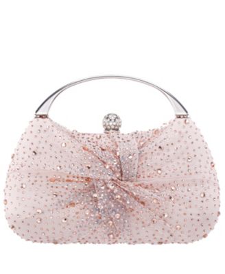 Crystal Twist Chiffon and Satin Minaudiere Clutch Bag