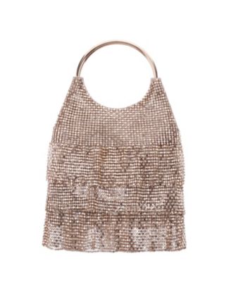 3-Tiered Crystal Mesh Ruffle Pouch Bag