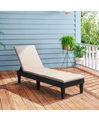 2PCS Patio Lounge Chair Recliner Chair w/ 3-Position Adjustable Backrest & Cushion