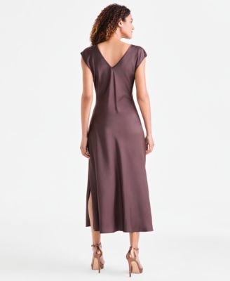 Women's Cap-Sleeve Side-Slit Midi Dress