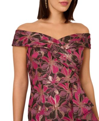Women's Jacquard Off-The-Shoulder Gown