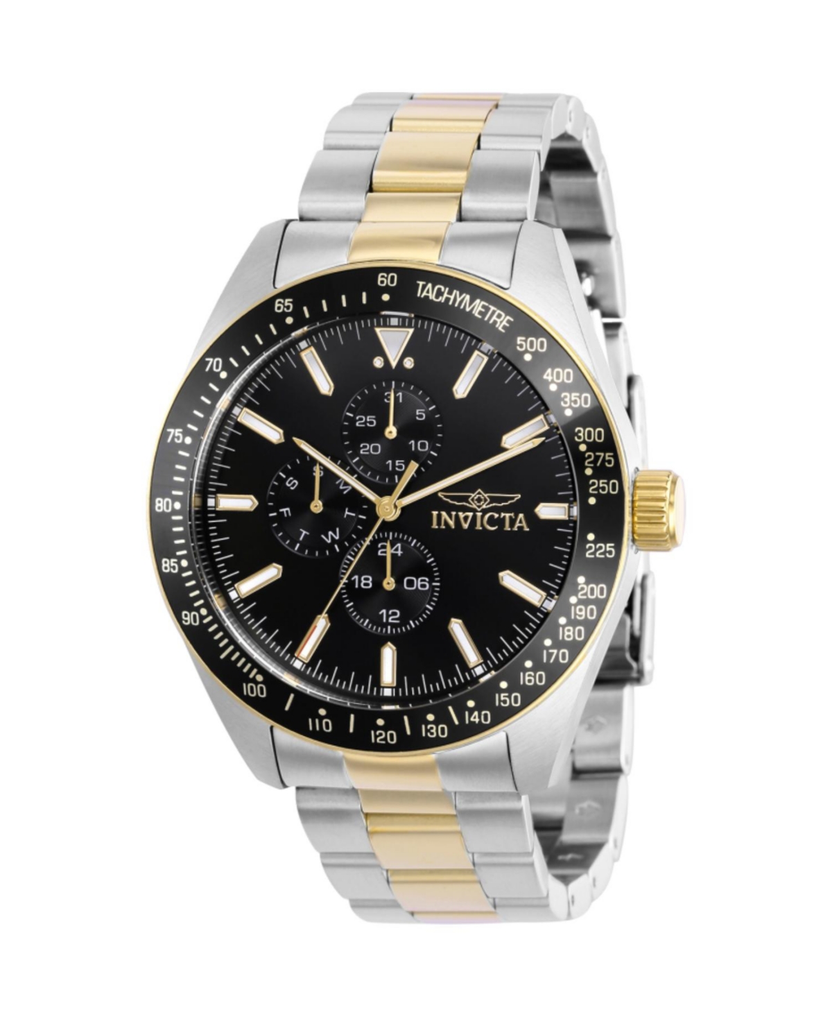 Men's 38969 Aviator Quartz Multifunction Black Dial Watch - Silver