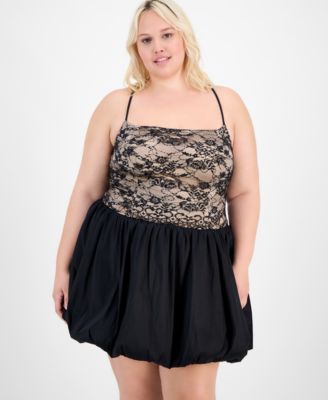 Trendy Plus Size Lace Bubble-Hem Dress