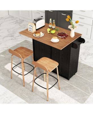 Rolling Kitchen Island with Trash Can Cabinet and Rubber Universal Wheels