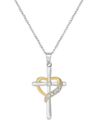 diamond cross heart necklace