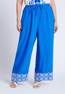 Women's Embroidered Hem Pull On Pant