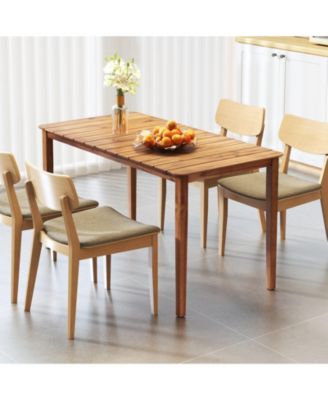 Rectangular Outdoor Dining Table Acacia Wood for 4-6 People