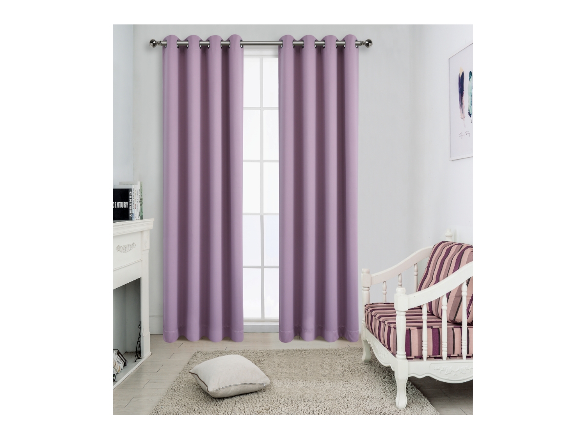 100% Hotel Thermal Blackout Lavender Grommet Top Curtain Panels - 50 in. W x 95 in. L, Lavender - Lavender