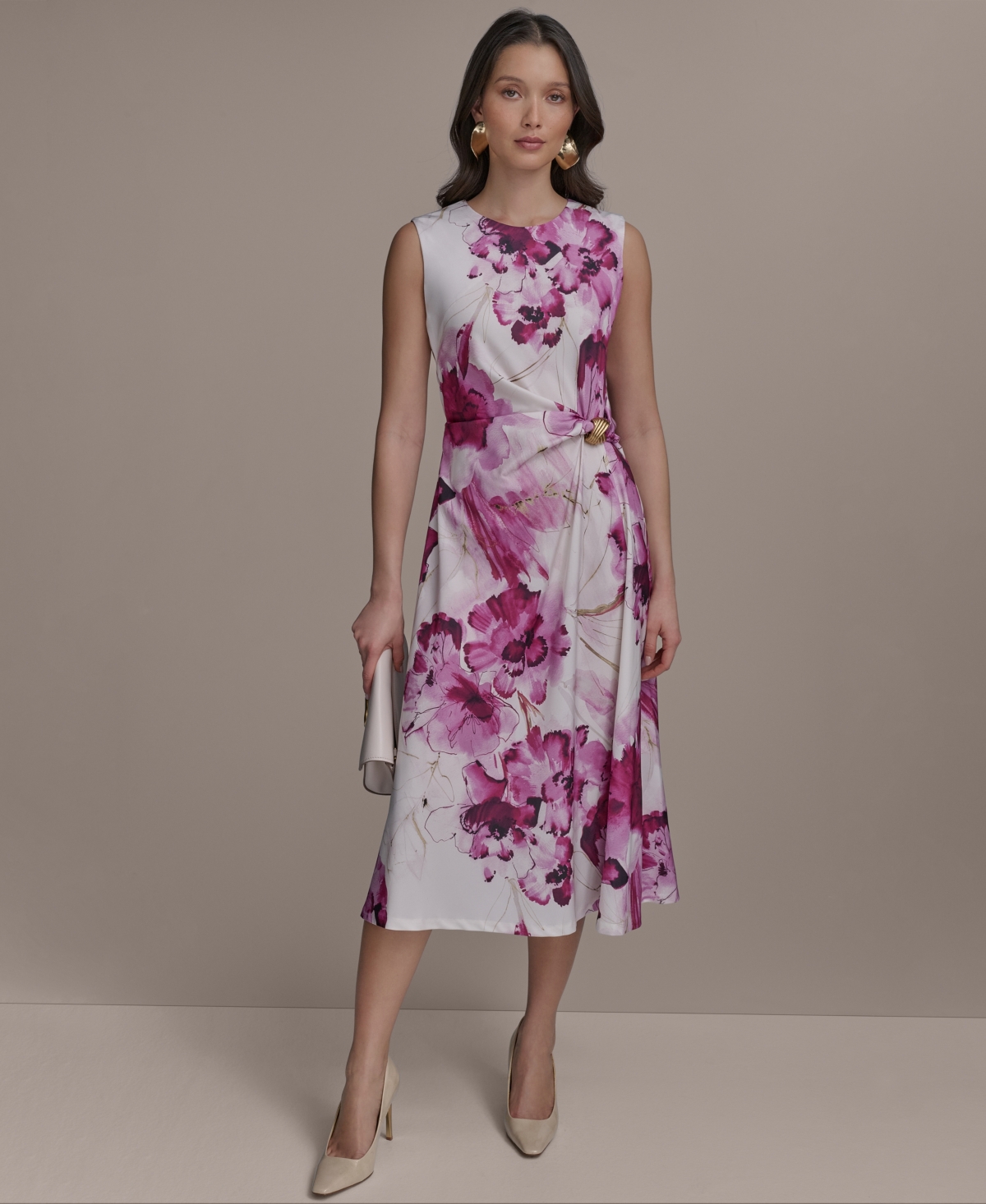 Women's Sleeveless Midi Dress - Sangria Multi