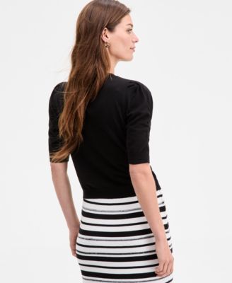 Women's Puff-Sleeve Crewneck Sweater, Exclusively at Macy's