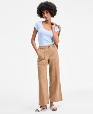 Women's Solid Easy Wide-Leg Pants