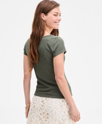 Women's Ribbed Scoop-Neck Tee