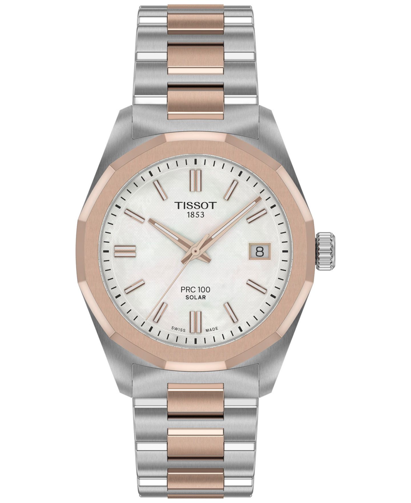 Женские часы Tissot Swiss PRC 100 Solar Two-Tone Stainless Steel Bracelet Watch 34mm — фото 1