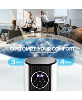 Tower Fan for Bedroom, 85°Oscillating Fan for Indoors, 23ft/s Velocity 28dB Quiet Floor Fan with 3 Speed, 4 Modes, 12H Timer, Remote, Bladeless Standing Fan Powerful for Home Office Room(Secondary)