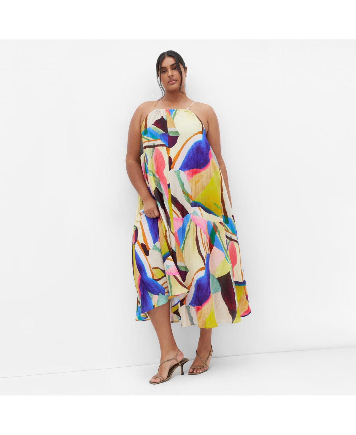 Plus Size Summer Print Maxi Dress - Summer nights