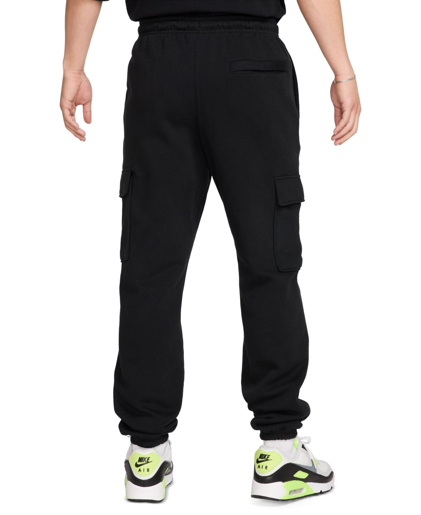 Мужские брюки Nike Club Fleece Cargo Regular-Fit, цвет: Чёрный / Белый — фото 4