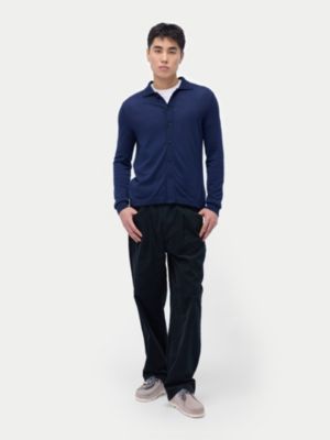 Men's Cashmere Silk Polo-Neck Cardigan