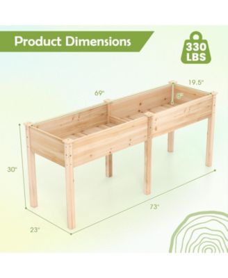 Outdoor Raised Garden Bed with Divider Panel and Drainage Holes