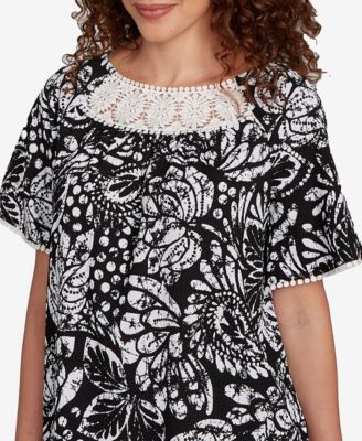 Petite Batik Island Paisley Scoop Neck T Shirt