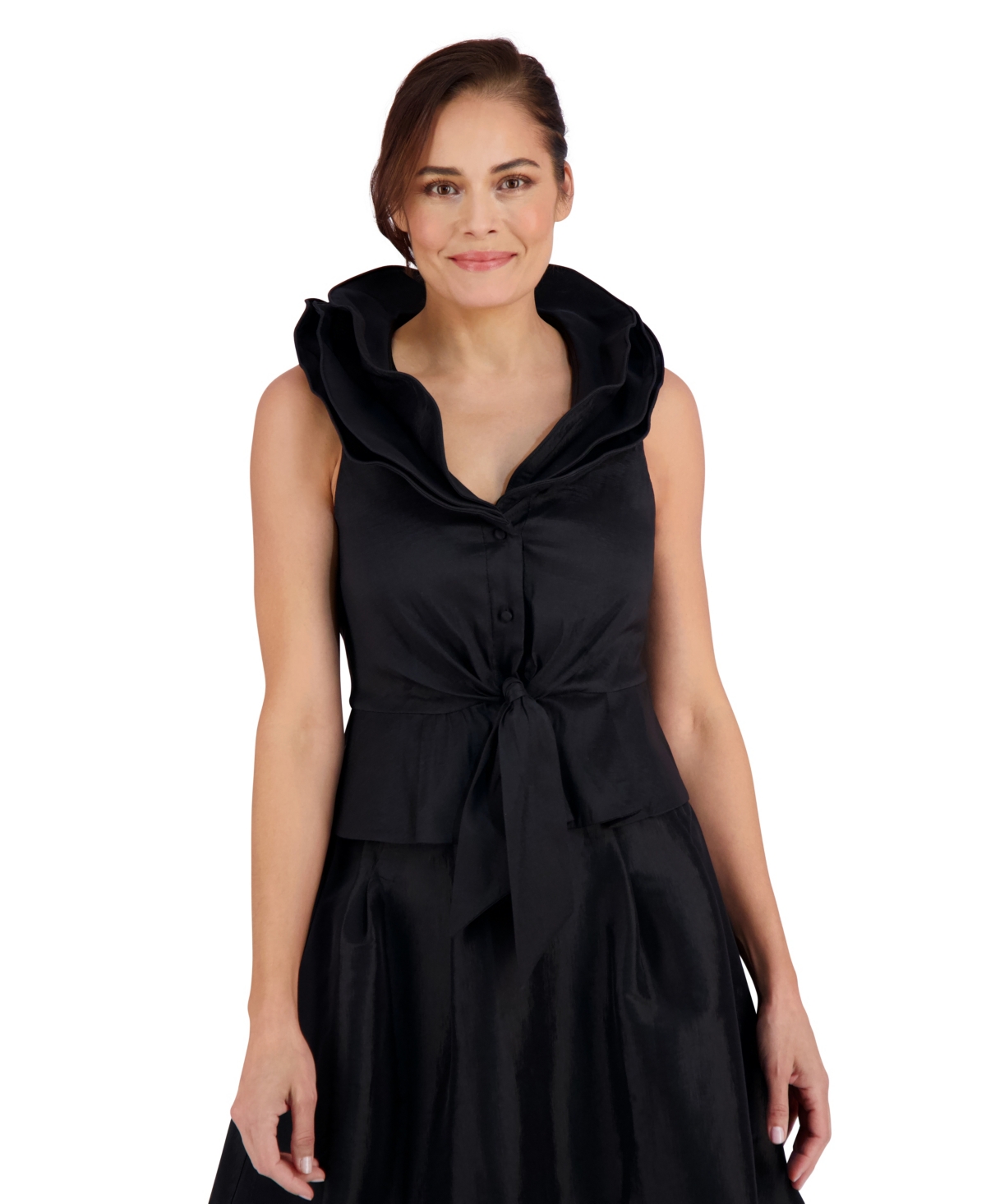 Women's Triple-Collar Sleeveless Top - Gunmetal