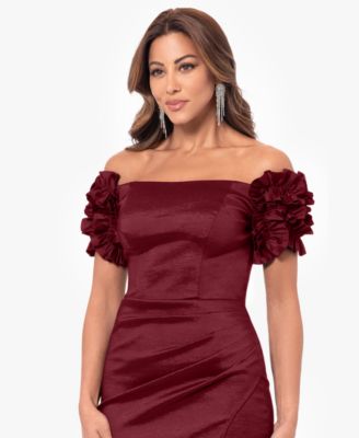 Petites Straight-Neckline Long Sheath Dress