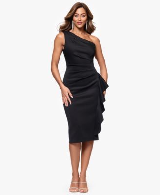 XSCAPE - Petites One-Shoulder Knee-Length Dress