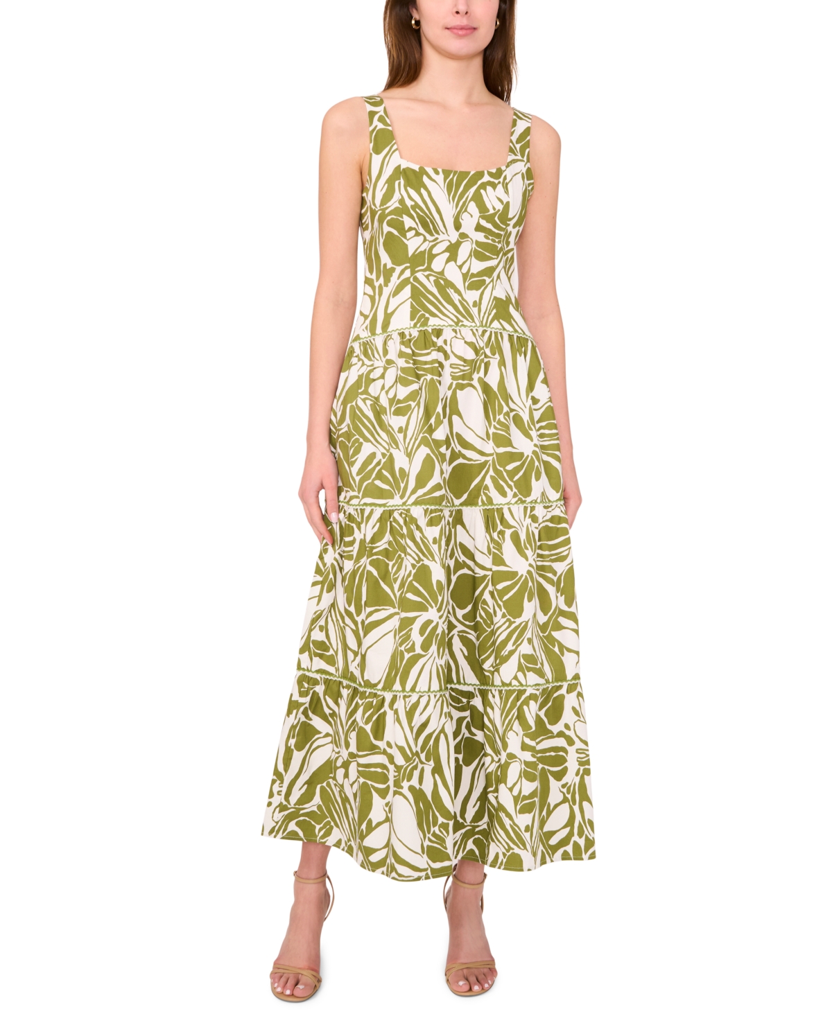 Women's Cotton-Blend Printed Sleeveless Maxi Dress - Wild Sage