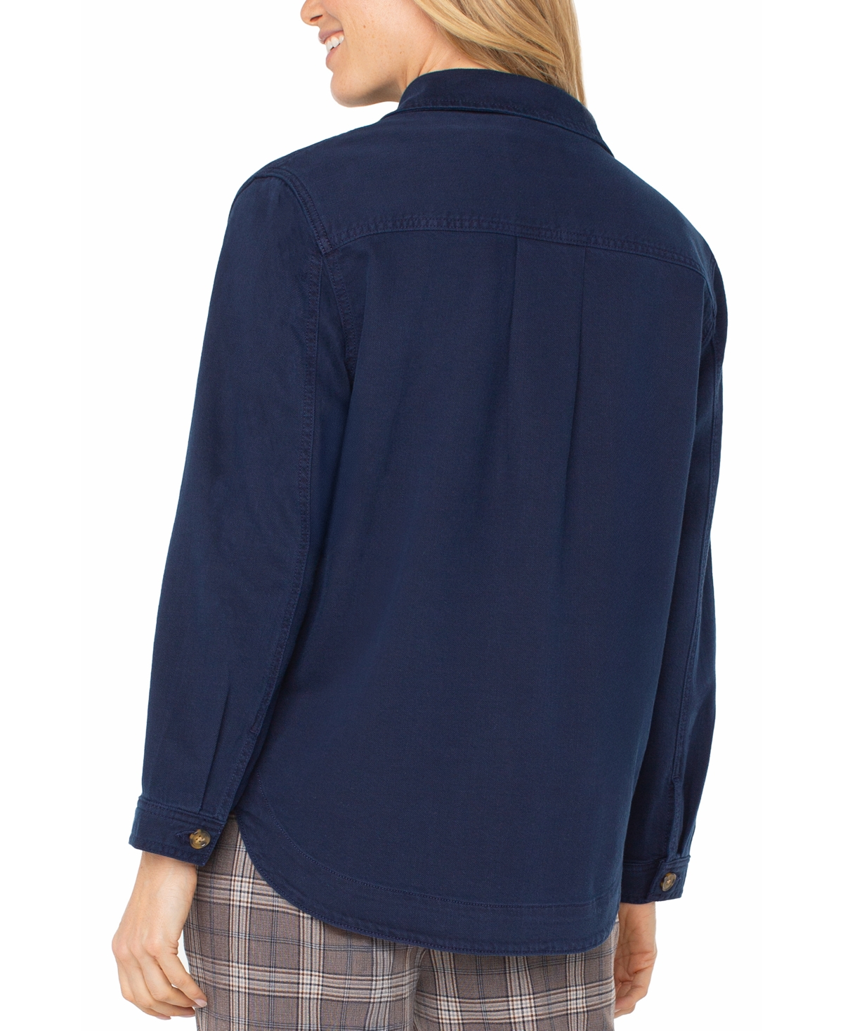 Liverpool Los Angeles Women's Button-front Shirt Jacket In Blue
