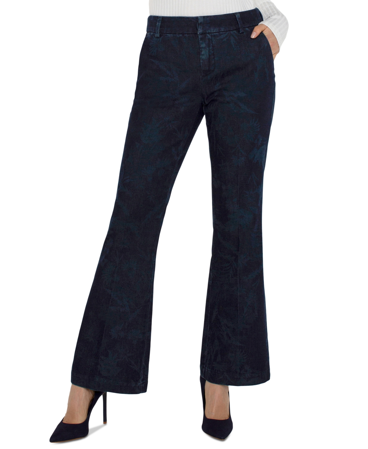 Liverpool Los Angeles Women's Floral Denim Kelsey Flare Pants In Multi