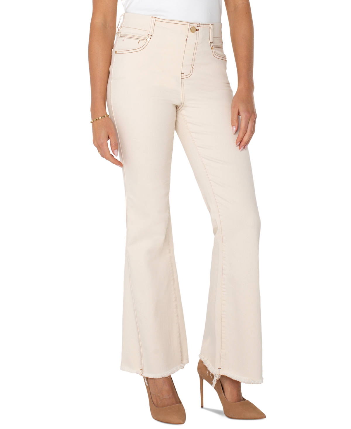 Liverpool Los Angeles Women's Gia Glider Mid-rise Flare Fray-hem Jeans