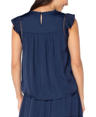 Women's Flutter-Sleeve Woven Blouse