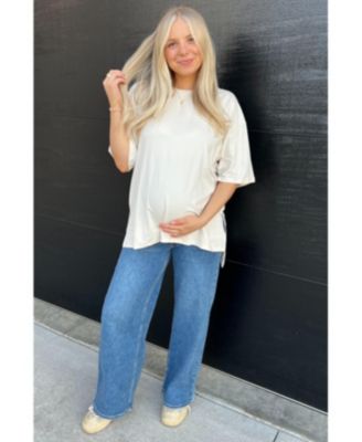 Blue Wide Leg Maternity Jeans